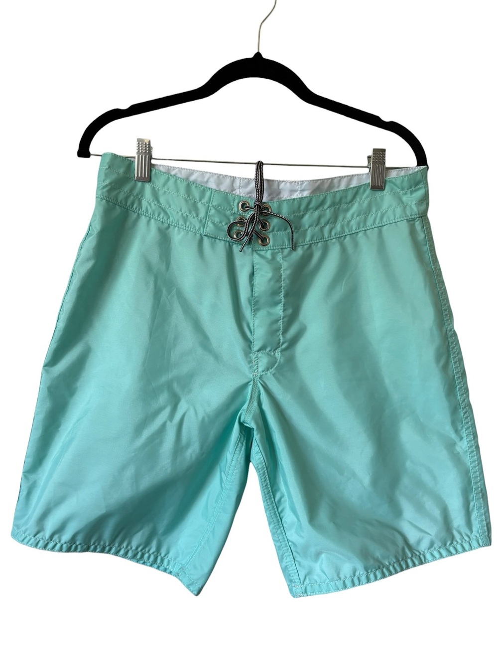 VTG Birdwell Mint Green Board Surf Lace-Up Shorts Waist Mens 32 Made in USA